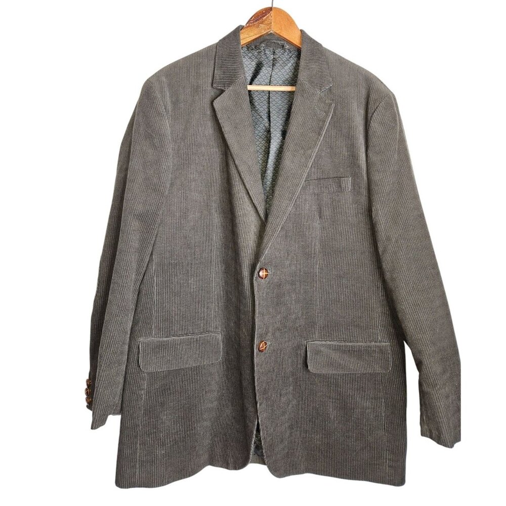 Tasso Elba Corduroy Elbow Patch Lined Refined Sportcoat Jacket Men L 42-44